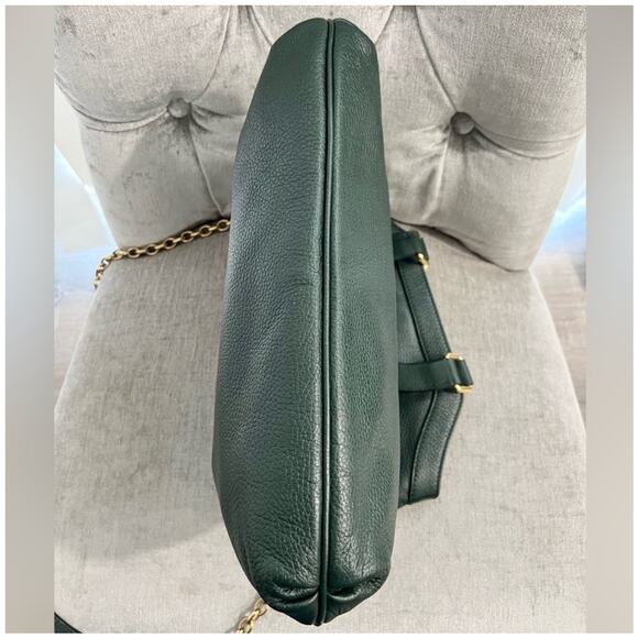 Dolce and Gabanna Fold Over Pebbled Leather Dark Green - Picture 6 of 13